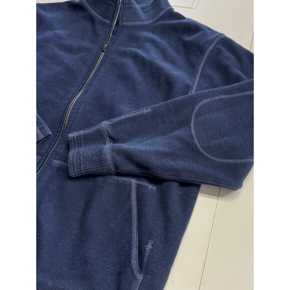 Tommy Bahama Jacket Men Large Blue Solid Full Zip Logo Pockets Knit Adult L - Picture 2 of 6